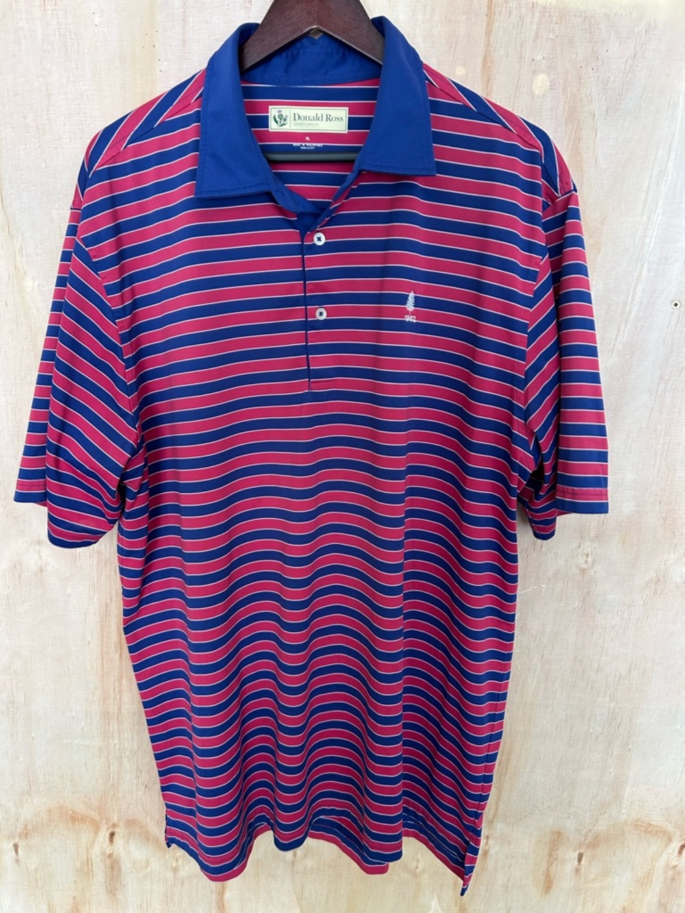 Donald Ross Men’s Navy and Red Striped Polo